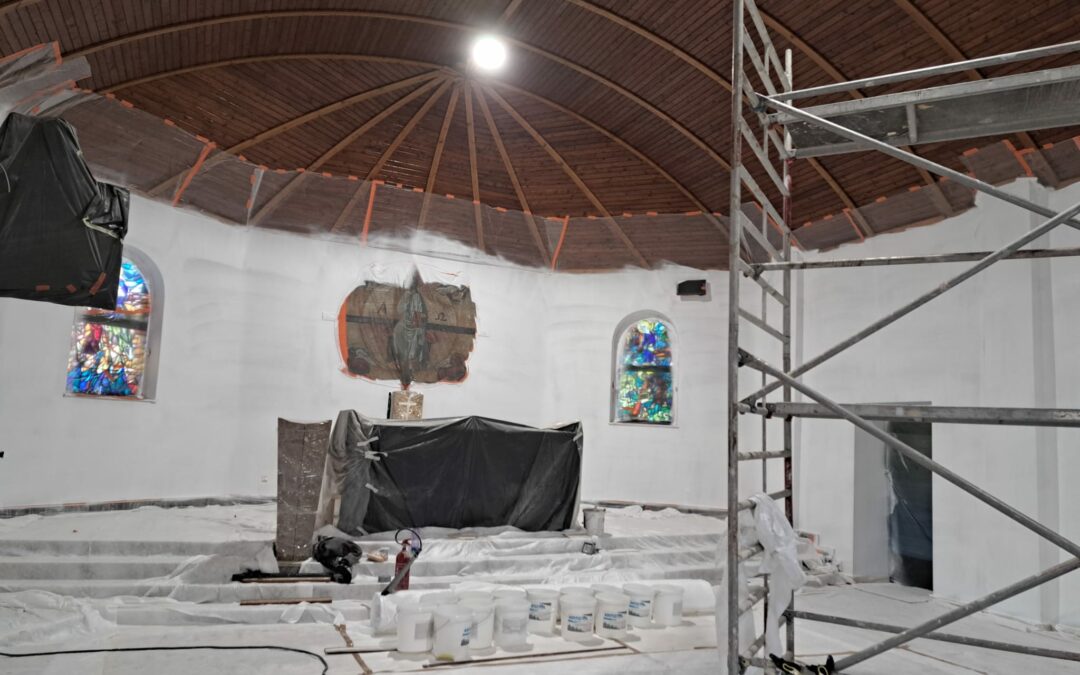 Surface insulation, Church of St Joseph Robotnik, Beňadovo, Slovakia (2024)